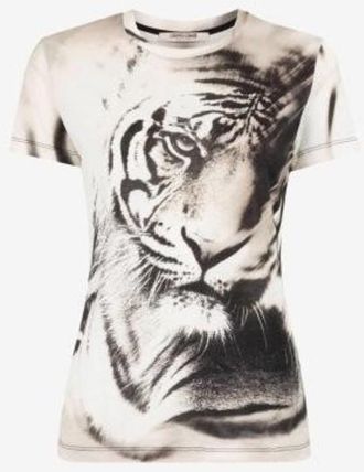 Roberto Cavalli Graphic Tiger Print Cotton T-Shirt, Size X-Small