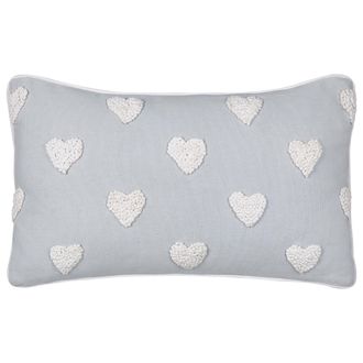 Beliani Beliani - Coj&iacute;n De Algod&oacute;n Estampado Bordado Corazones 30 X 50 Cm Gris Gazania