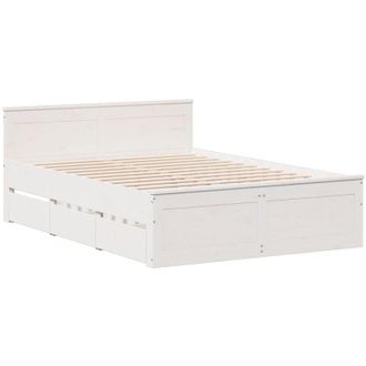 vidaXL Vidaxl - Cama Con Cabecero Sin Colch&oacute;n Madera Maciza Blanca 140x200 Cm