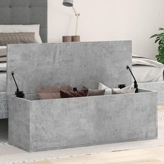 Berkfield Home Storage Box Concrete Grey 102x35x35 cm Engineered Wood | Size: 102 x 35 x 35 cm