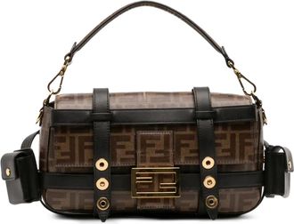 Fendi 2010-2025 Zucca Glazed Fabric Cage Baguette satchel - Bruin