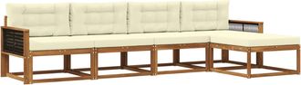 vidaXL Conjunto De Sof&aacute;s De Exterior 5 Uds. Natural Y Crema Vidaxl