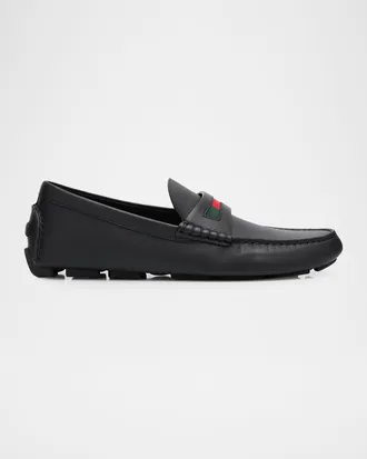 Gucci Men & apos;s Leather Moc-Toe Drivers