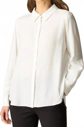 Oltre Long Sleeve Button Down Blouse In White