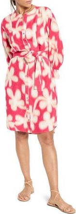 Nic+Zoe Glowing Flower Long Sleeve Belted Shirtdress in Pink Multi at Nordstrom Rack, Size Small