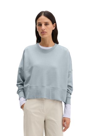 Marc O'Polo Sweatshirt MARC OPOLO, Damen, Gr. XL, grau horizon, Sweatware, Obermaterial: 100% Baumwolle, relaxed fit kurz, Rundhals, B&uuml;ndchen, Sweatshirts Sweatsh