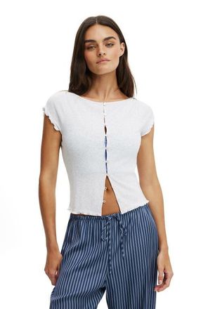 Cotton On Womens Button Detail Cap Sleeve Top in Light Grey Marle at Nordstrom, Size Xx-Small