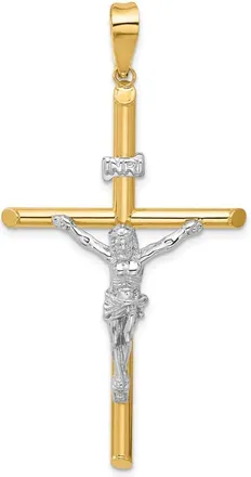 Diamond2Deal 14k Two-tone Gold Polished Jesus Crucifix Pendant