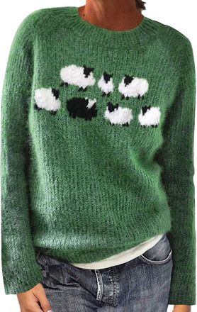 Generic Cashmere Jumpers Ladies, Ladies Jumpers Fairisle Womens Sweaters Long Sleeve Knit Cosy Jumper Tops Soft Comfortable Icelandic Nordic Tunic Casual Slim