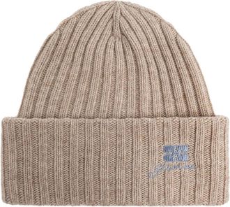 Ganni Wool Knit Beanie - Dames - Hoeden - Beige - ONE Size - Wol - Accessoires