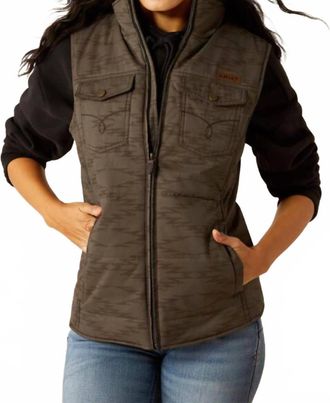 Ariat Grizzly Quilted Vest In Bark Brown