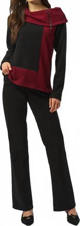 Joseph Ribkoff Cowl Neck Long Sleeves Textured Top In Black/red