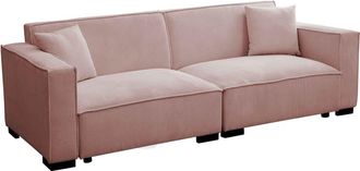Oviala Sof&aacute; de pana recto 3 plazas, rosa L 230 cm