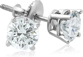 Pompeii3 Screw Back 1ct Diamond Studs 14k White Gold