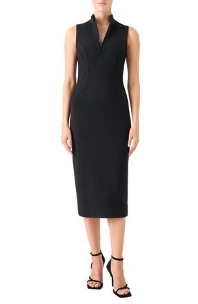 Akris Sleeveless Ottoman Knit Sheath Dress in Black at Nordstrom, Size 10