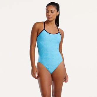 TYR Womens Durafast Elite TrinityFit Lapped One-Piece Swimsuit Blue 30