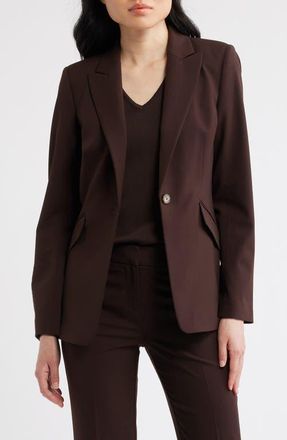 Tahari by ASL One-Button Blazer in Espresso at Nordstrom, Size 14