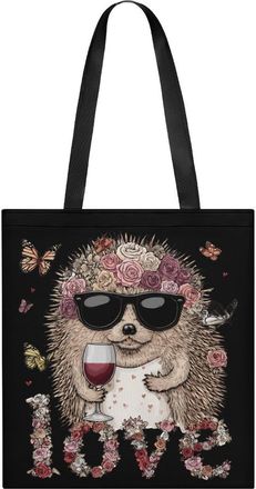 Generic Funny Hedgehog LOVE Wine Tote Bag for Women Men Shoulder Bags Purses Pouch Handbags