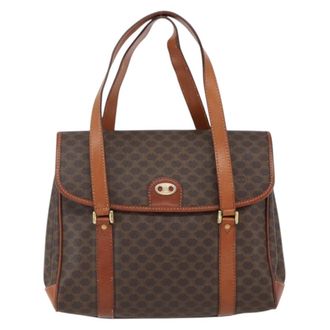Celine Vintage Macadam Handbag Canvas And Leather Brown Canvas Handbag (Pre-Owned)