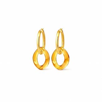 Gold & Honey Womens Lucite Curb Link Hoop Earrings In Honey