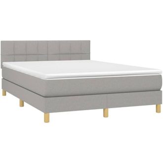 vidaXL Vidaxl - Cama Box Spring Con Colch&oacute;n Tela Gris Claro 140x190 Cm
