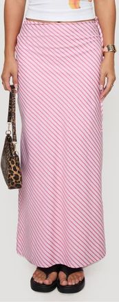 Princess Polly Stripe Fluttering Maxi Skirt in Pink Stripe at Nordstrom, Size 10