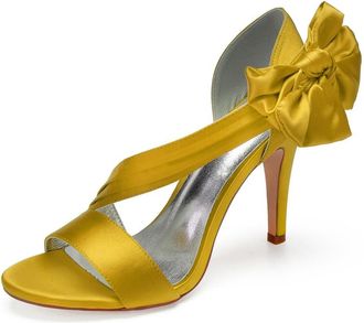 Generic Womens High Heels Sexy Open Toe Heels Wedding Shoes Summer Stiletto Sandals Bridal Shoes 10.5Cm,Yellow,8 UK