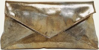 Dries Van Noten Envelope Metallic Lizard-Embossed Clutch Bag