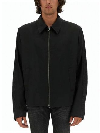 Diesel Structured Black Jacket With Textured Finish And Modern Sleeves