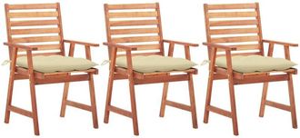 vidaXL Vidaxl - Sillas Comedor De Jard&iacute;n 3 Uds Madera Maciza Acacia Con Cojines