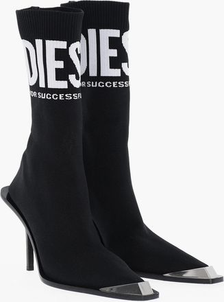 Diesel Stivaletti Sock D-TONA in Tessuto con Logo a Contrasto e Punta in Metallo 10cm Diesel