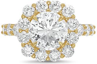 Diana M. Jewels 18kt yellow gold 12.00cts Lab-Grown Round Diamond Halo Ring with Diamond Band