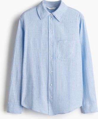 H&M Hemdbluse aus Leinenmix - Blue