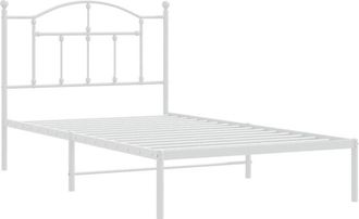 vidaXL Metal Bed Frame without Mattress with Headboard White 100x190cm Vidaxl