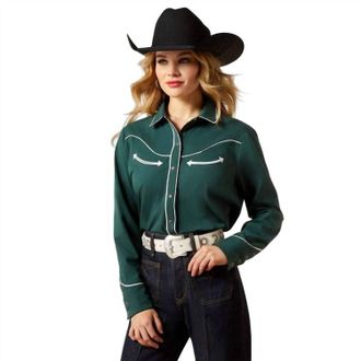 Ariat Contrast Piping Mirrorball Blouse In Green