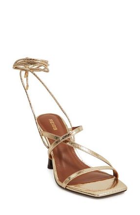 Reiss Rebecca Ankle Wrap Sandal in Gold at Nordstrom, Size 7.5Us