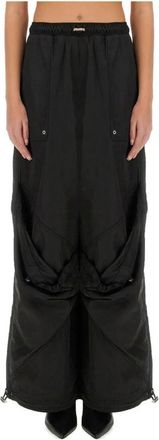 The Attico Cargo Maxi-rok met Hoge Taille - Dames - Wijde Broeken - Zwart - M - Broeken
