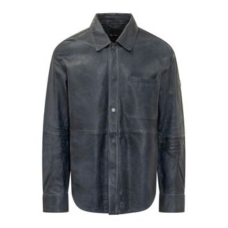 Peuterey Todd Jacket - Heren - Leren en Su&egrave;de Jassen - Grijs - M - Leer - Jassen