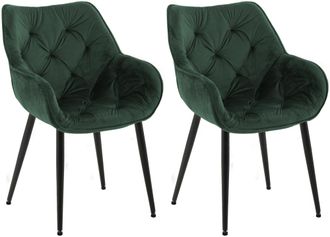 Clp Clp - Set De 2 Sillas De Comedor Tanna En Terciopelo Verde