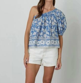 Velvet Diana One Shoulder Top In Azul