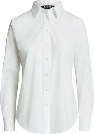 Ralph Lauren Easy Care Stretch Katoenen Overhemd - Dames - Overhemden - Wit - XL - Katoen - Overhemden
