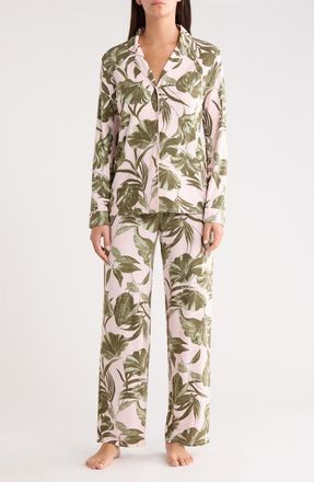 Nordstrom Moonlight Eco Knit Pajamas in Pink- Olive Sketch Tropic at Nordstrom, Size X-Large