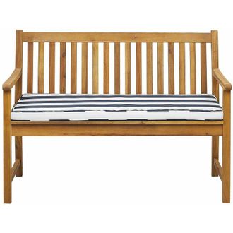 Beliani Beliani - Panca da Giardino in Legno di Acacia con Cuscino Blu a Righe 120 cm Vivara