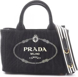 Prada Pre-owned Canapa Canvas 2way Tote Bag - Dames - Vintage Handtas - Zwart - ONE Size - Vintage