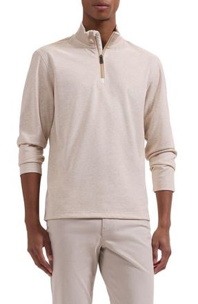 Bugatchi Soft Touch Quarter Zip Pullover in Sand at Nordstrom, Size Xx-Large