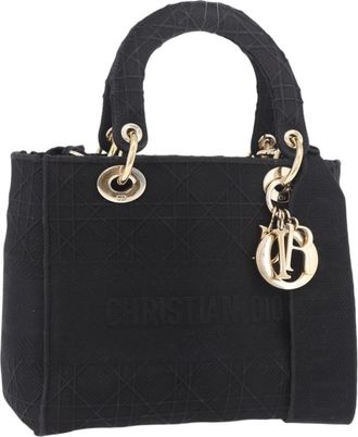 Dior Lady Dior Black Canvas Handbag (Pre-Owned)