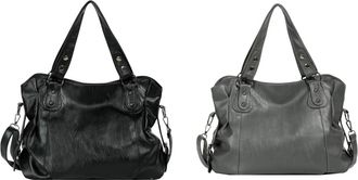 Generic PU Leather Shoulder Bag Womens Retro Crossbody Bag with Rivets Large Capacity for Work Shopping Travel