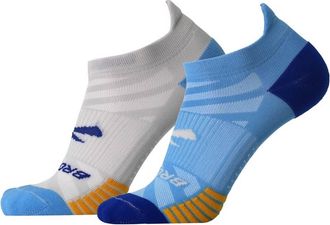 Brooks Mens Ghost Lite No Show Socks - Two Pack In Blue/peacoat & Light Grey/blue