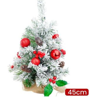 Trade Shop Trade Shop - Albero Di Natale Effetto Innevato Dim. 45 Cm Con Decori Rossi Pigne Neve