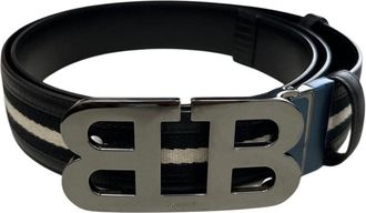 Bally 6303775 Mirror B Reversible Leather Striped/Black Belt